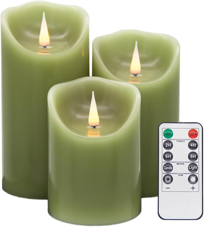 Flameless LED Candles (Green, Set of 3 (4",5",6")) | Amazon (US)