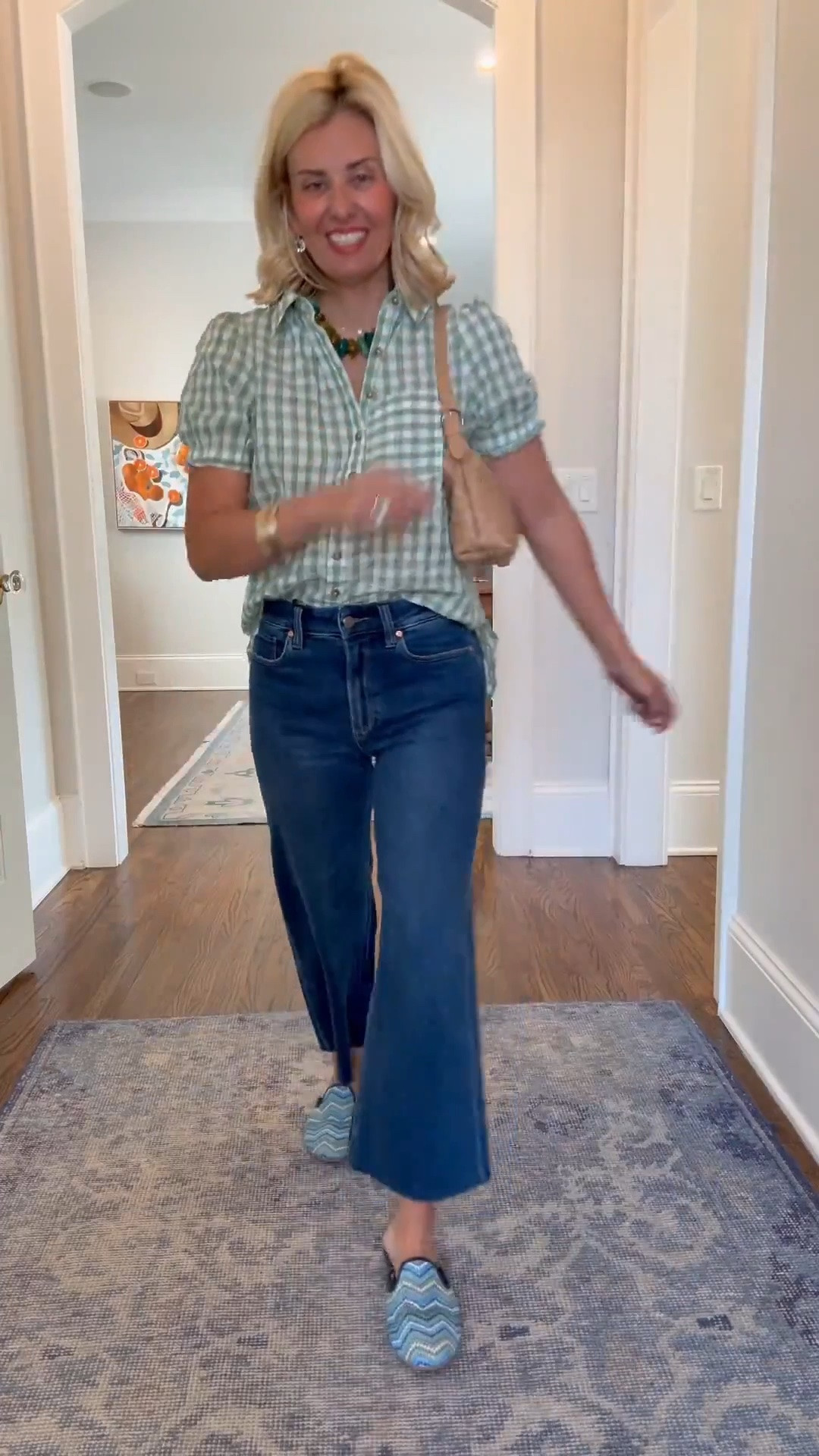 Oh Anthro I love you and these jeans!! 

Sizing:
Gray top - xs
Jeans - 26P
Brown floral top - small
Goldie sweater - xs 
Green Check top - xs
White & Blue Cropped Blouse - small (size up) 
White puff sleeve - small
Plaid Cropped - (small - need xs)
Green babydoll top - small

#LTKdayinmylife #LTKootd #LTKmomlife