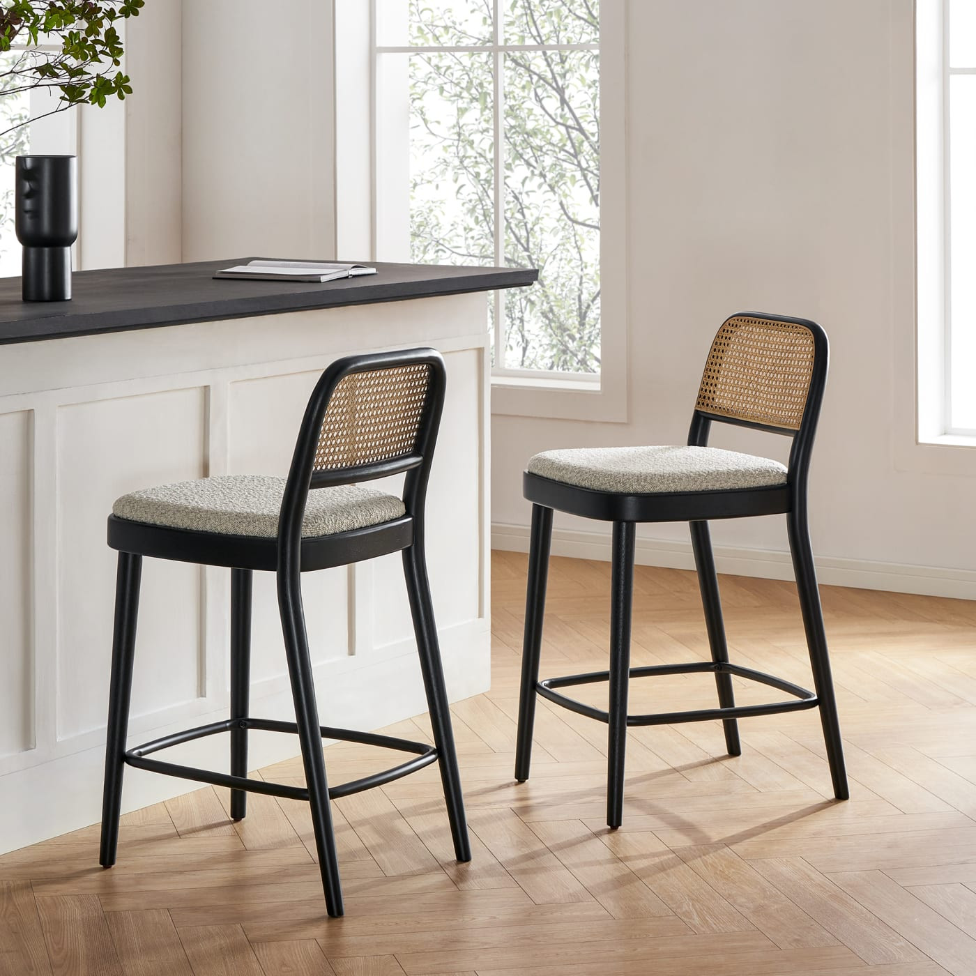 Edith Cane Counter Stool, BlackBestseller | Castlery US