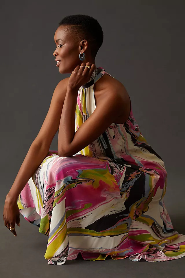 By Anthropologie Silk Halter Midi Dress | Anthropologie (US)