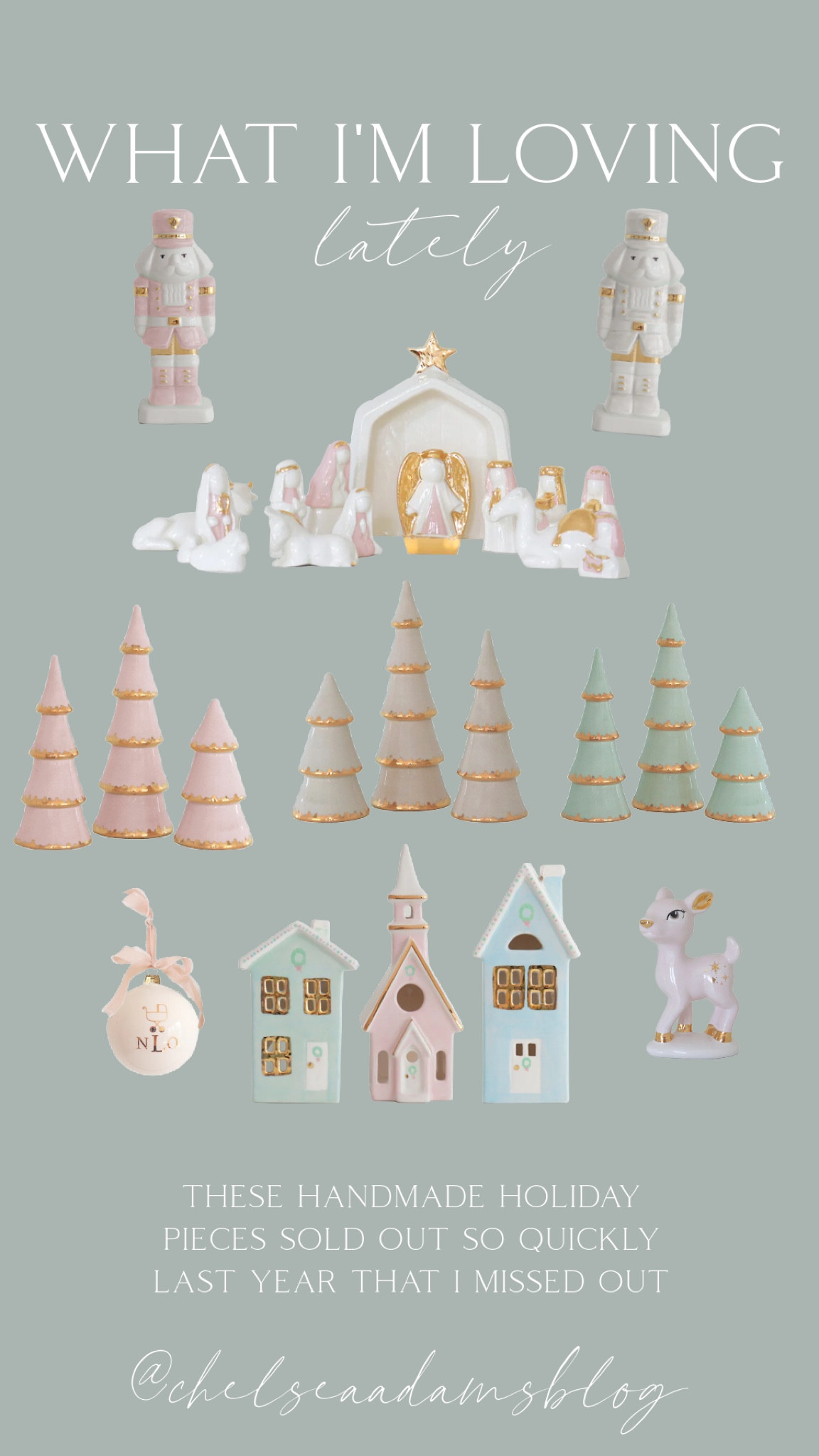 Grandmillenial christmas decor
Christmas village
Pink and gold nativity
Handmade ceramic decor
Small business
Christmas tree decor
Babys first christmas
Vintage pink reindeer
Pink christmas decor
Nutcracker


#LTKhome #LTKunder100 #LTKunder50