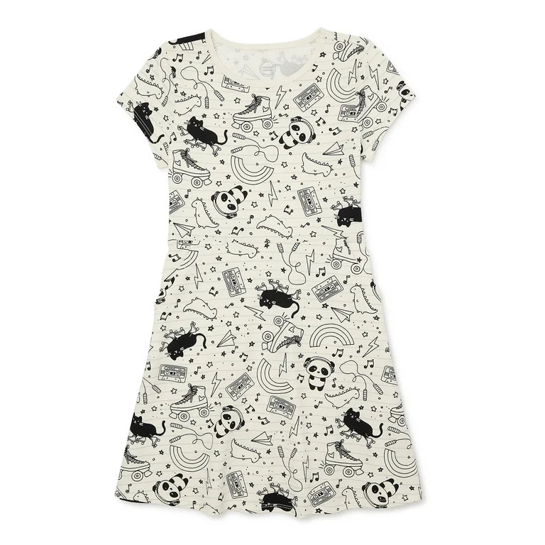 Wonder Nation Girls Short Sleeve Play Dress with Pockets, Sizes 4-18 | Walmart (US)