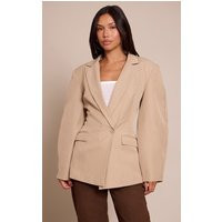 Camel Asymmetric Detail Cocoon Sleeve Blazer | PrettyLittleThing US