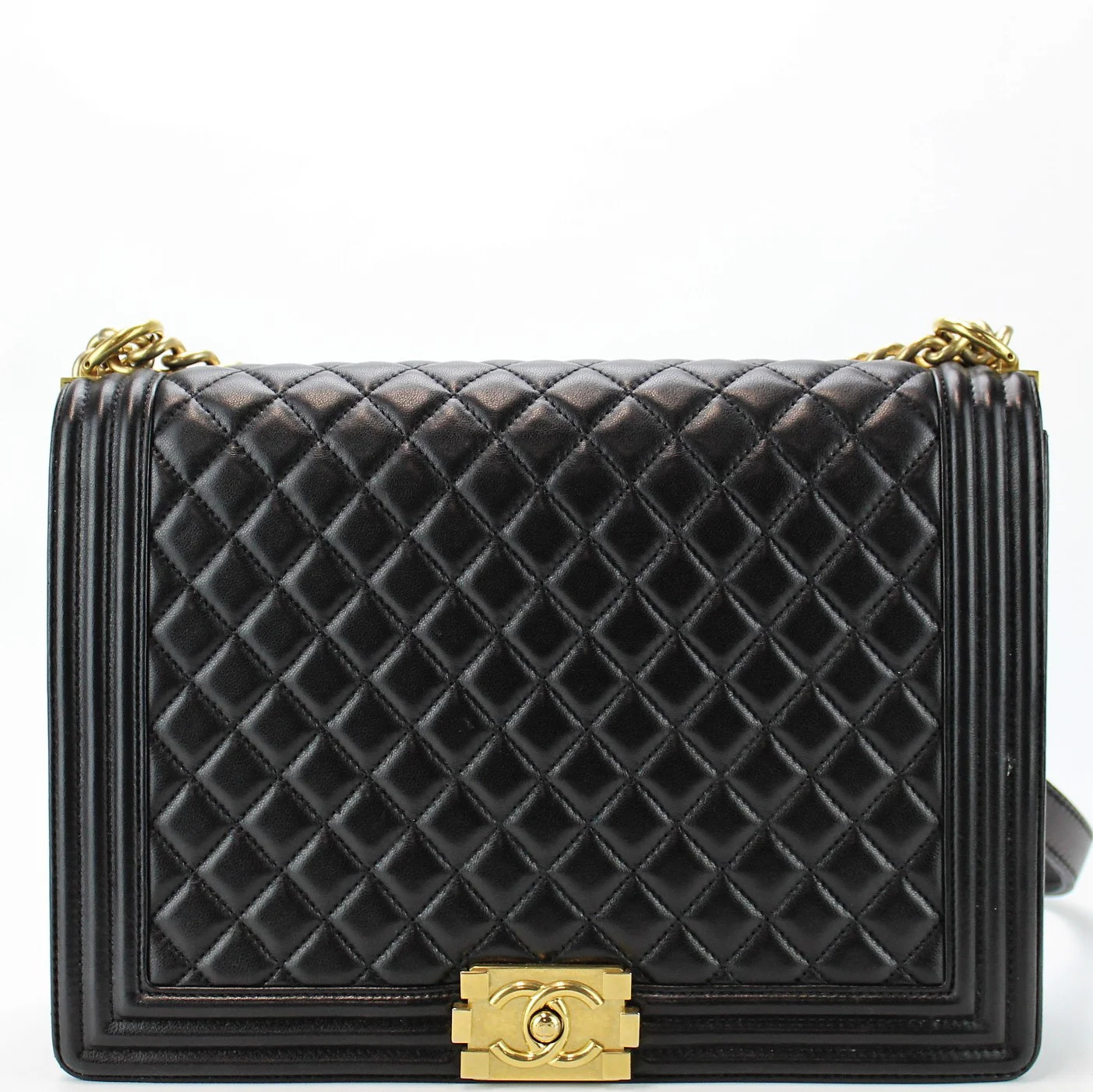 Boy Flap Large Lambskin Black | Keeks Designer Handbags