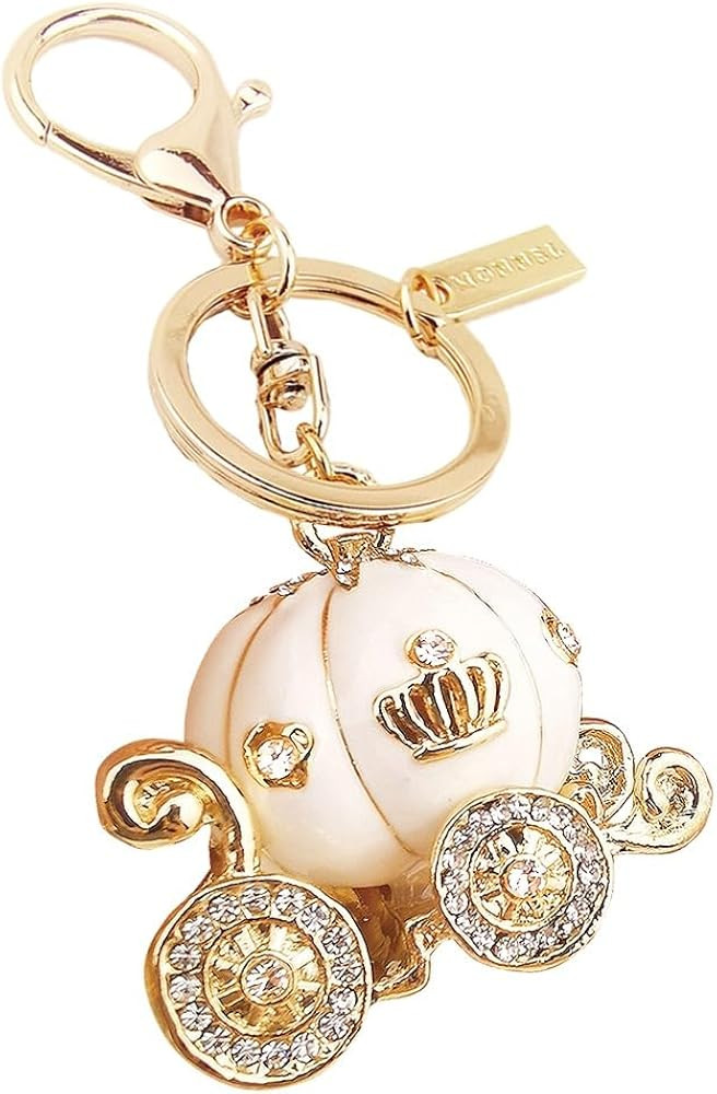 Bling White Princess Pumpkin Carriage Crystal Lobster Claps Keychain MZ881-2 | Amazon (US)
