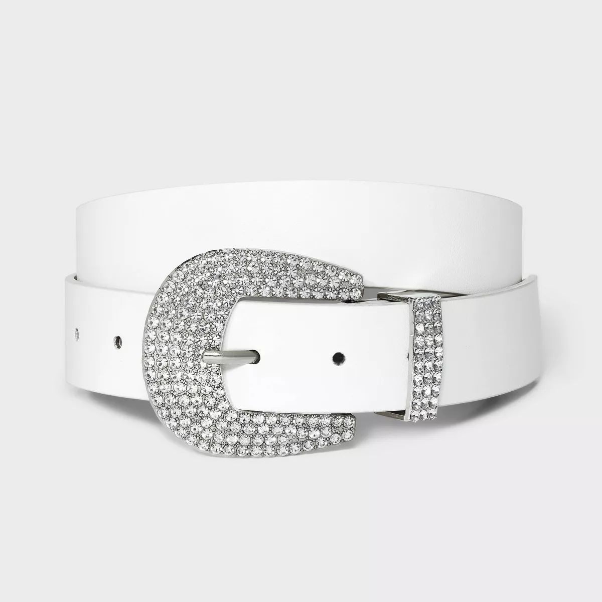 Women's Rhinestone Buckle Belt - Wild Fable™ White M | Target