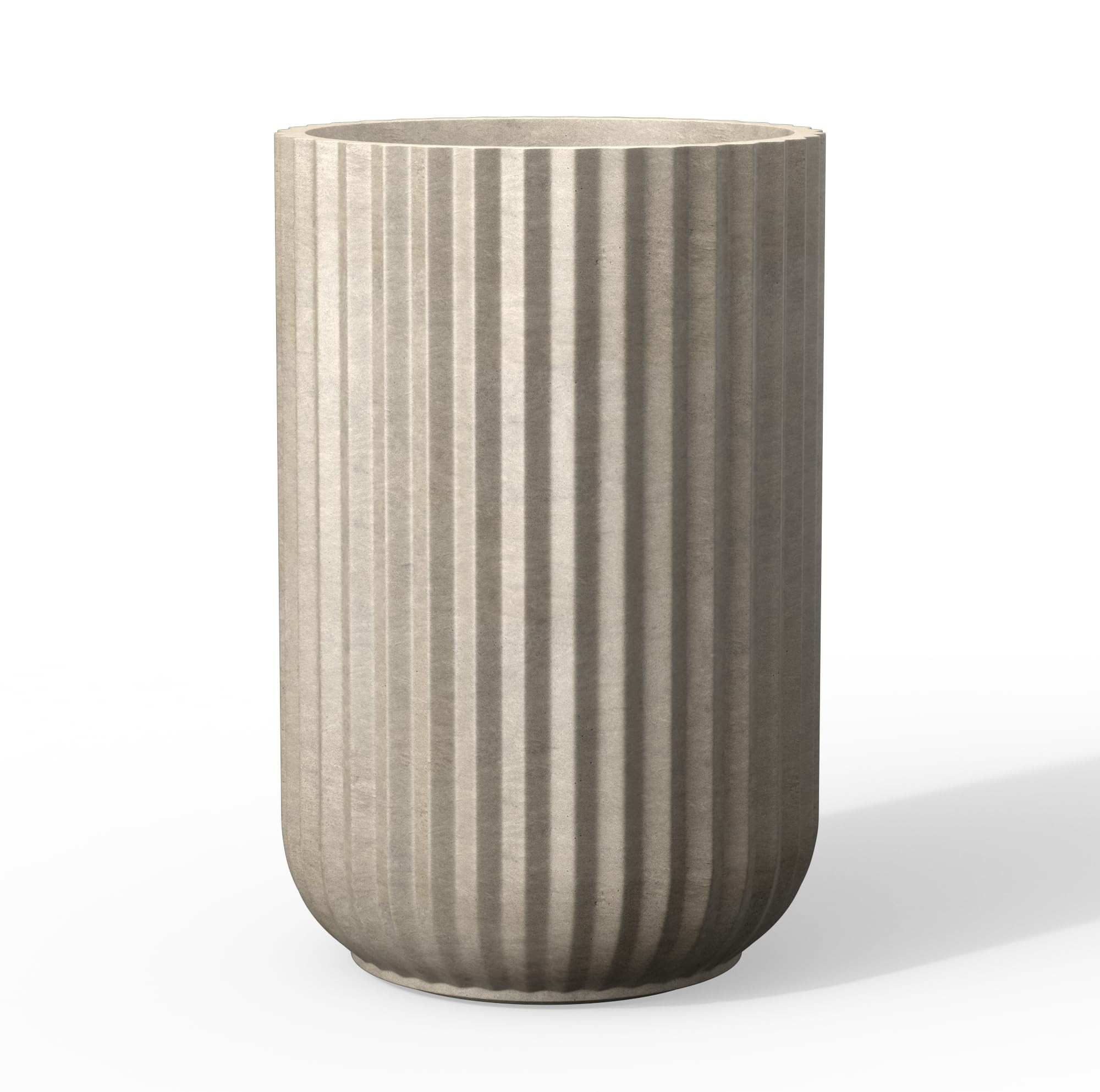 Kante Tall Fulted Planter, 21.7 Inch Tall Round Concrete Plant Pots with Drainage Hole and Rubber... | Amazon (US)