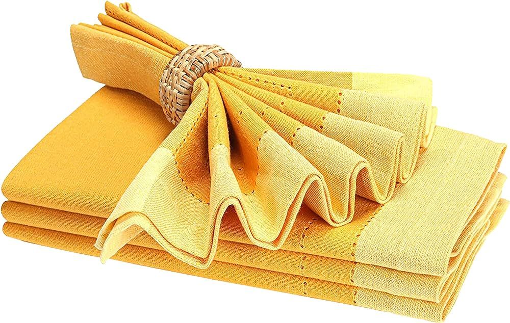 Cloth Napkin in Cotton 20x20 Double Hemstitched Yellow ,Wedding Napkins,Cocktails Napkins,Cotton ... | Amazon (US)