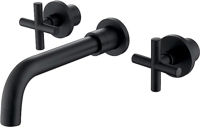 SITGES Matte Black Bathroom Faucet, Double Handle Wall Mount Bathroom Sink Faucet and Rough in Va... | Amazon (US)