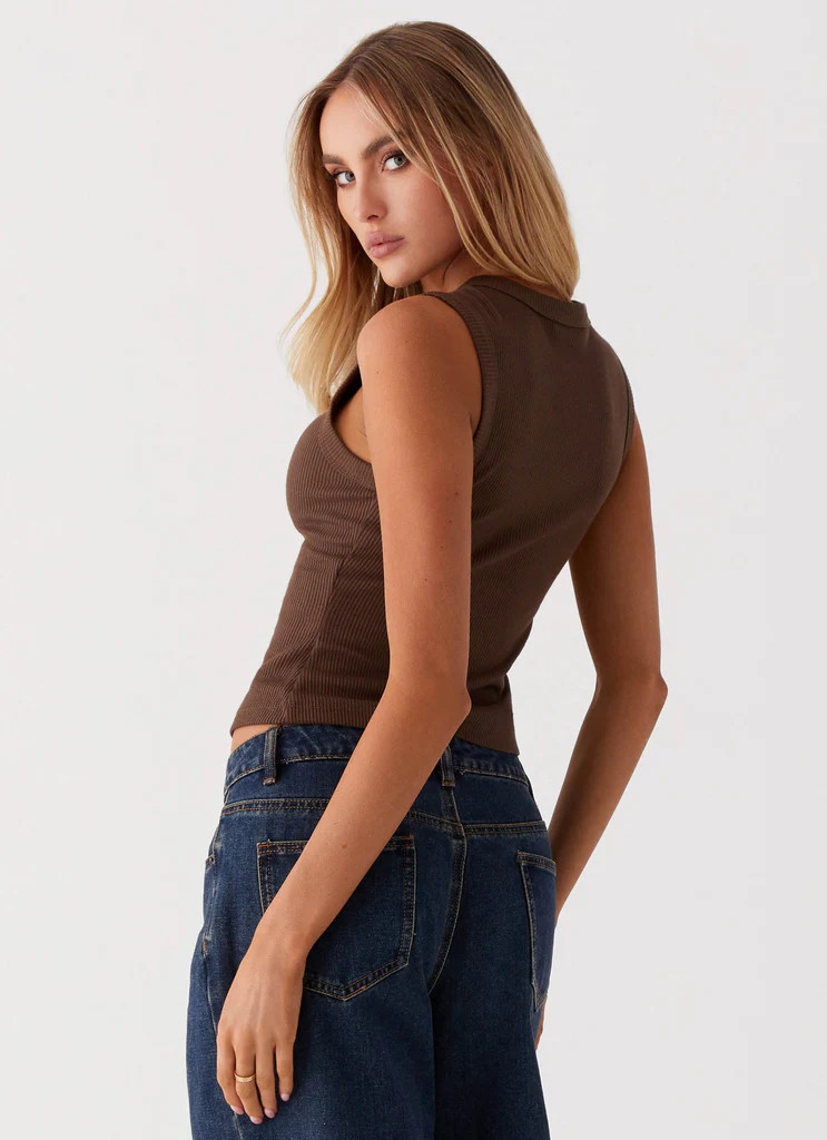 Blair Buttoned Knit Top - Chocolate | Peppermayo (Global)