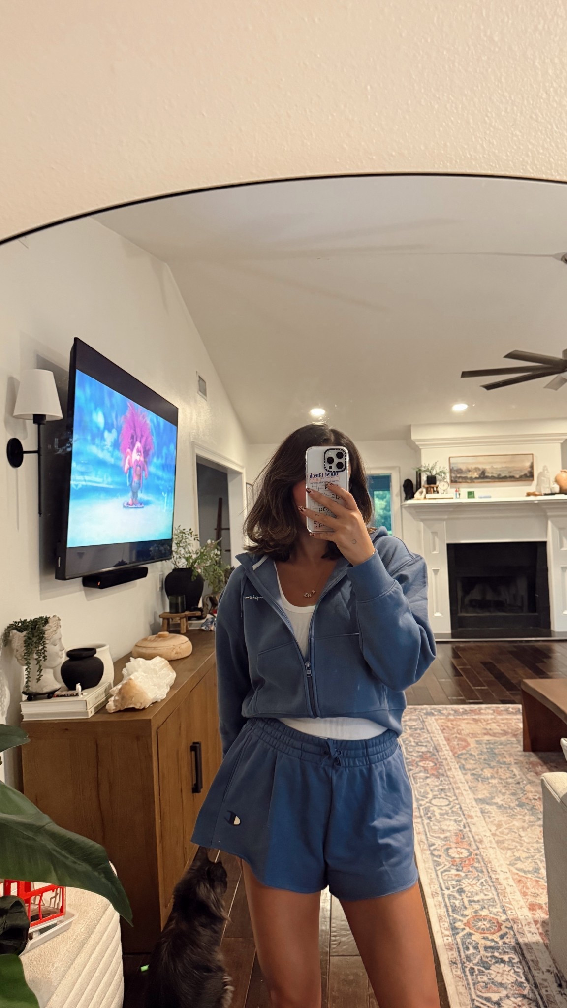 Cozy on a rainy day 
Small in zip up & medium in shorts 