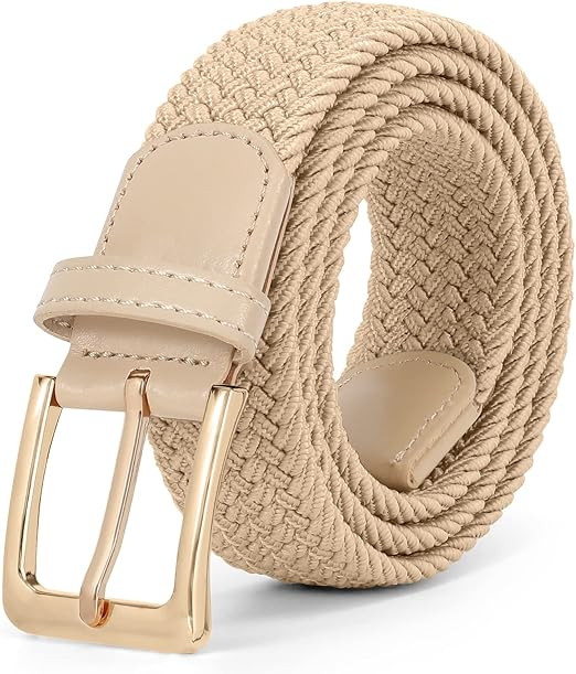 JASGOOD Women Braided Woven Elastic Stretch Belt Men Web Casual Belt for Pants Jeans | Amazon (US)