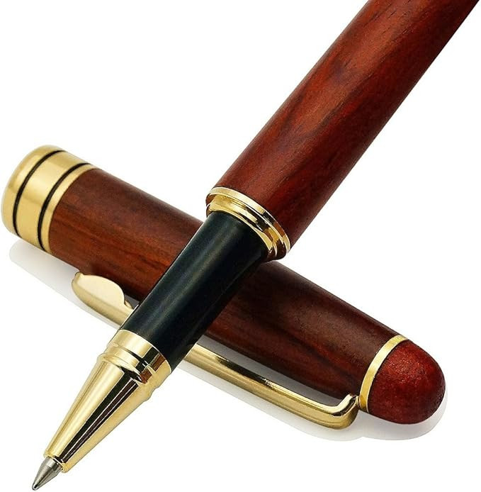 Genuine Rosewood Ballpoint Pen Writing Set - Extra 2 Black Ink Refills - Fancy Nice Gift Wooden P... | Amazon (US)