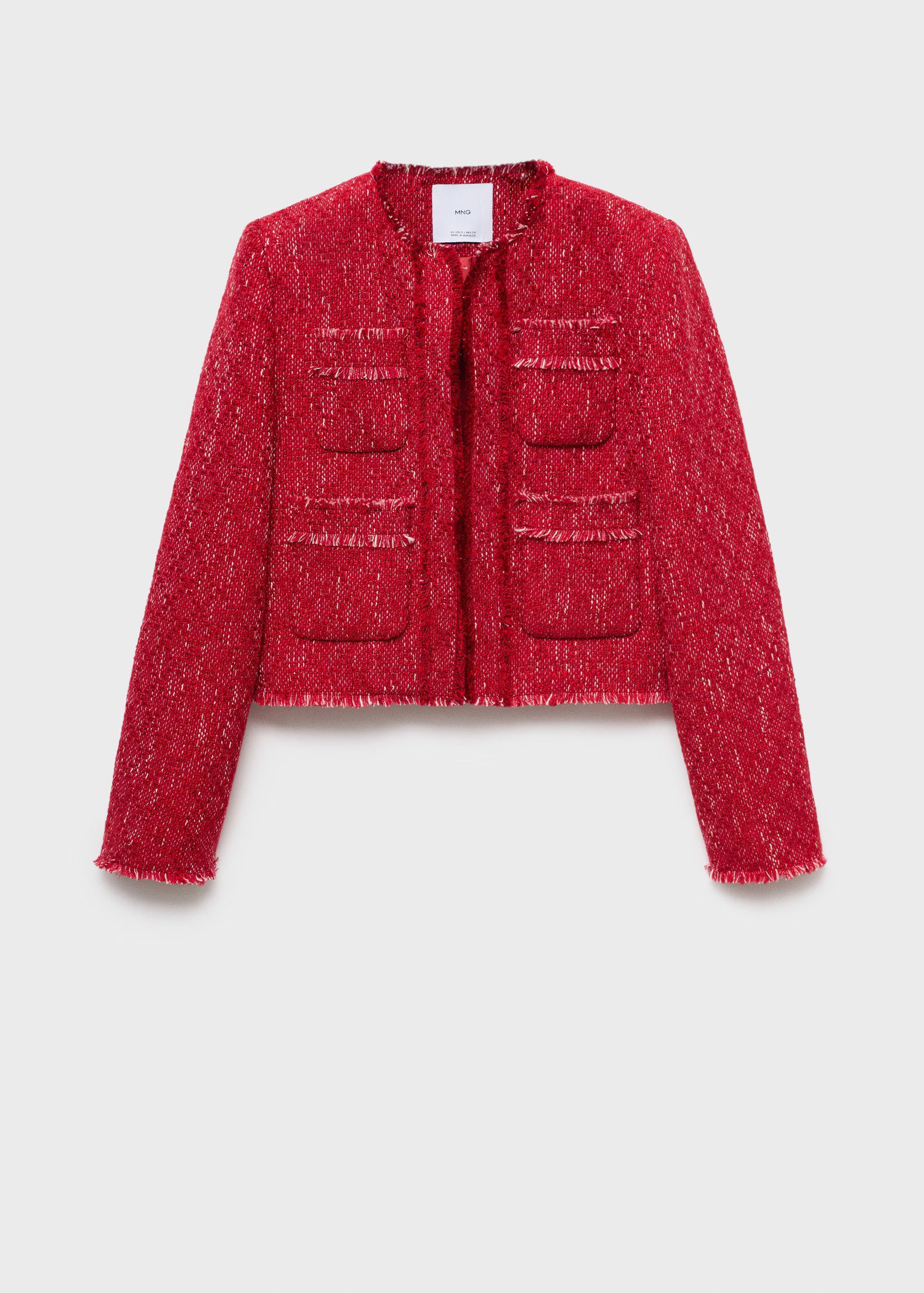 Tweed jacket with frayed ends | MANGO (UK)