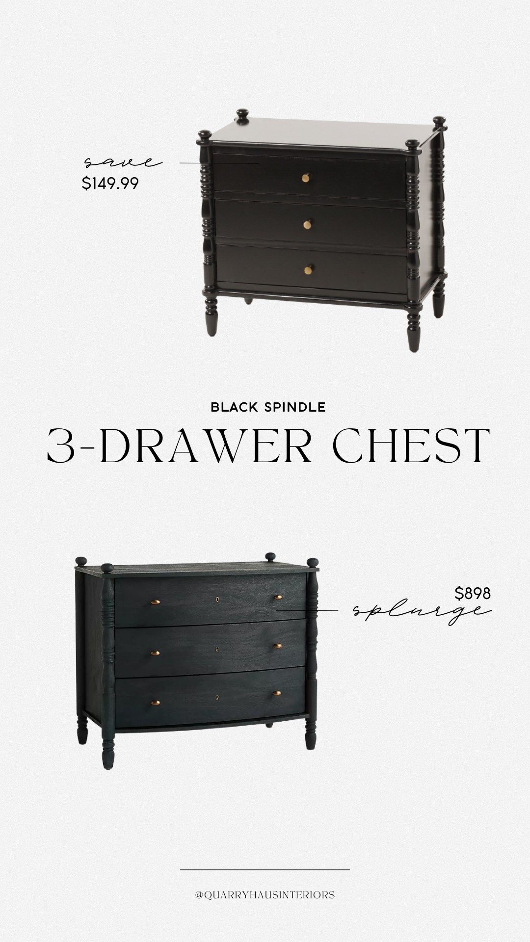 As soon as I saw this  black 3 drawer chest drop at TJ Maxx I knew it was a dupe of the Anthropologie spindle dresser! Love the little detail of the exposed knobs on top!

#LTKSaleAlert #LTKHome