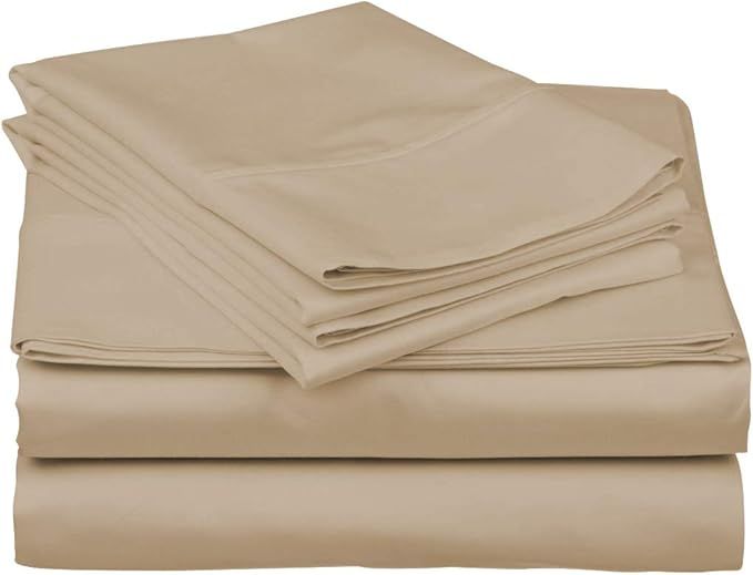 Pure Egyptian Queen Size Cotton Bed Sheets Set (Queen, 1000 Thread Count) Sand Bedding and Pillow... | Amazon (US)