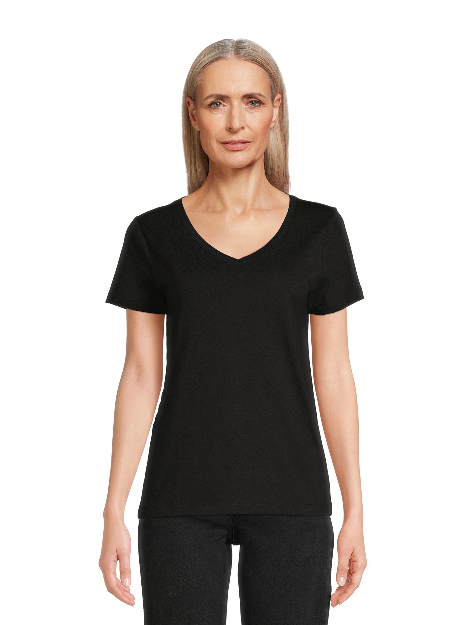 Time and Tru Women's Cotton V-Neck T-Shirt | Walmart (US)