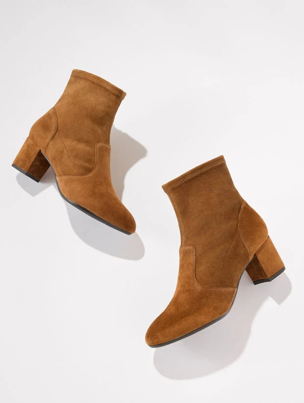 Pardo Suede Block Heel Booties | Talbots