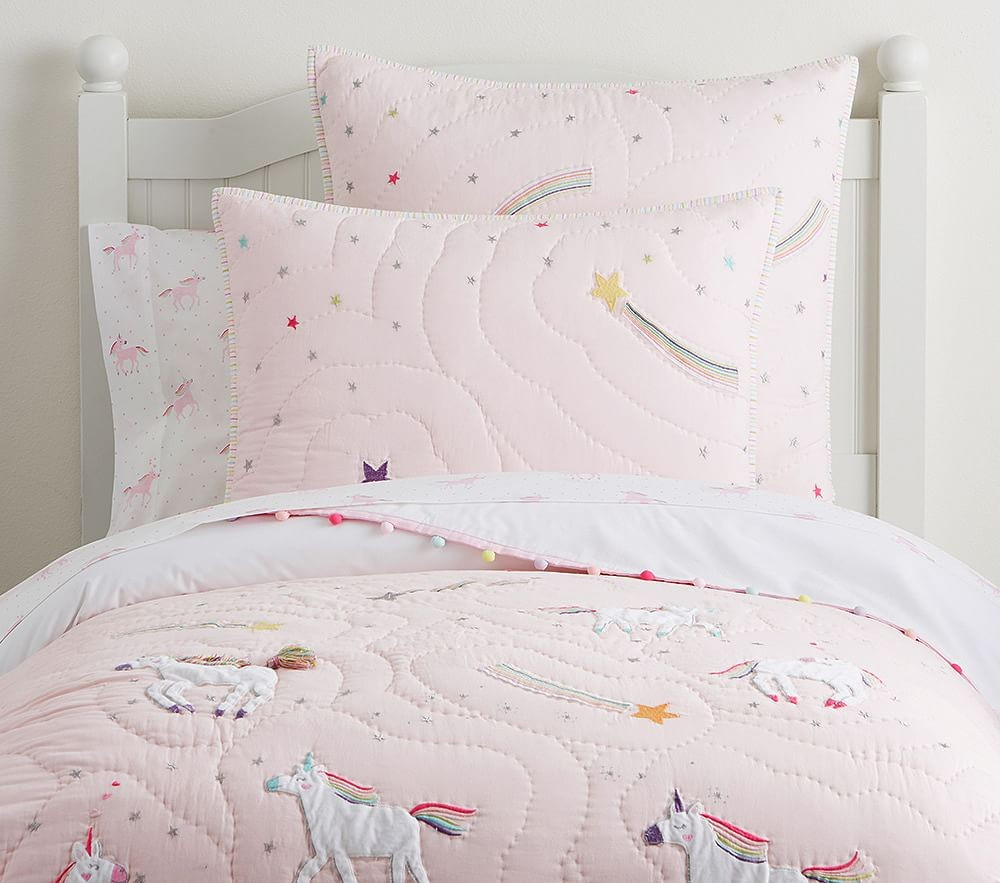 Rainbow Unicorn Quilt, Twin, Pink | Pottery Barn Kids