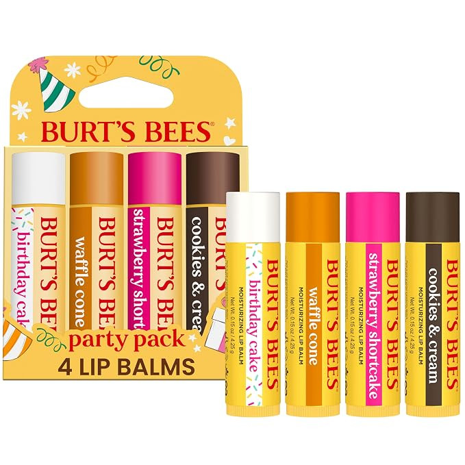Burt's Bees Lip Balm Party Pack, Birthday Cake, Waffle Cone, Strawberry Shortcake, and Cookies & ... | Amazon (US)