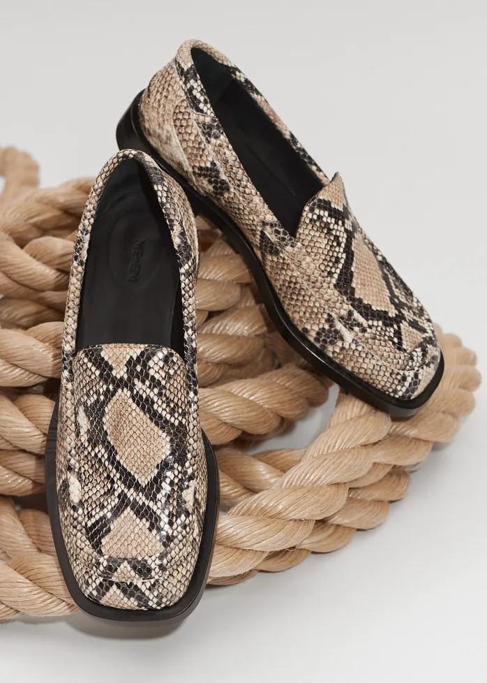 Snake Print Chunky Square Toe Loafer | ME+EM US