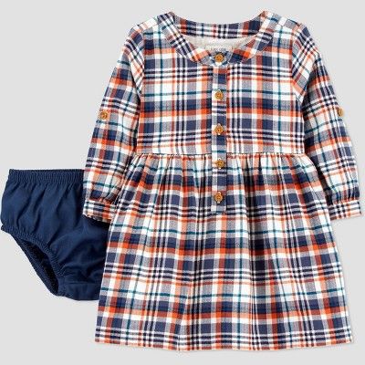 Baby Girls' Plaid Long Sleeve Dress with Diaper Cover - Just One You® made by carter's | Target