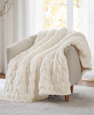 Ruched Reversible Faux-Fur Throw, 50" x 60" | Macy's