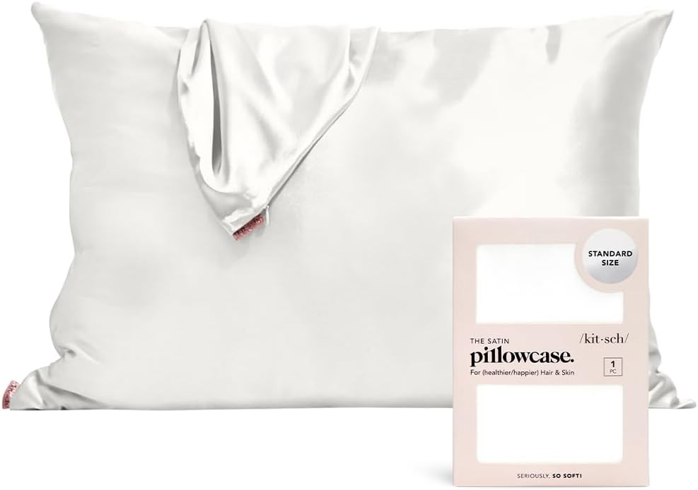 Kitsch Satin Pillowcase with Zipper for Hair & Skin, Softer Than Silk Pillow Cases Standard Size,... | Amazon (US)