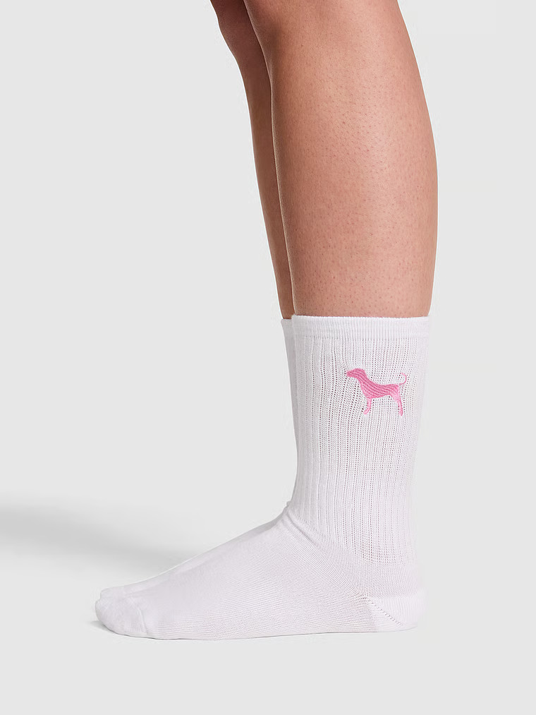 Buy 2-Pack Crew Socks, Optic White/Pure Black Dog Icon - Order Socks online - PINK US | Victoria's Secret (US / CA )