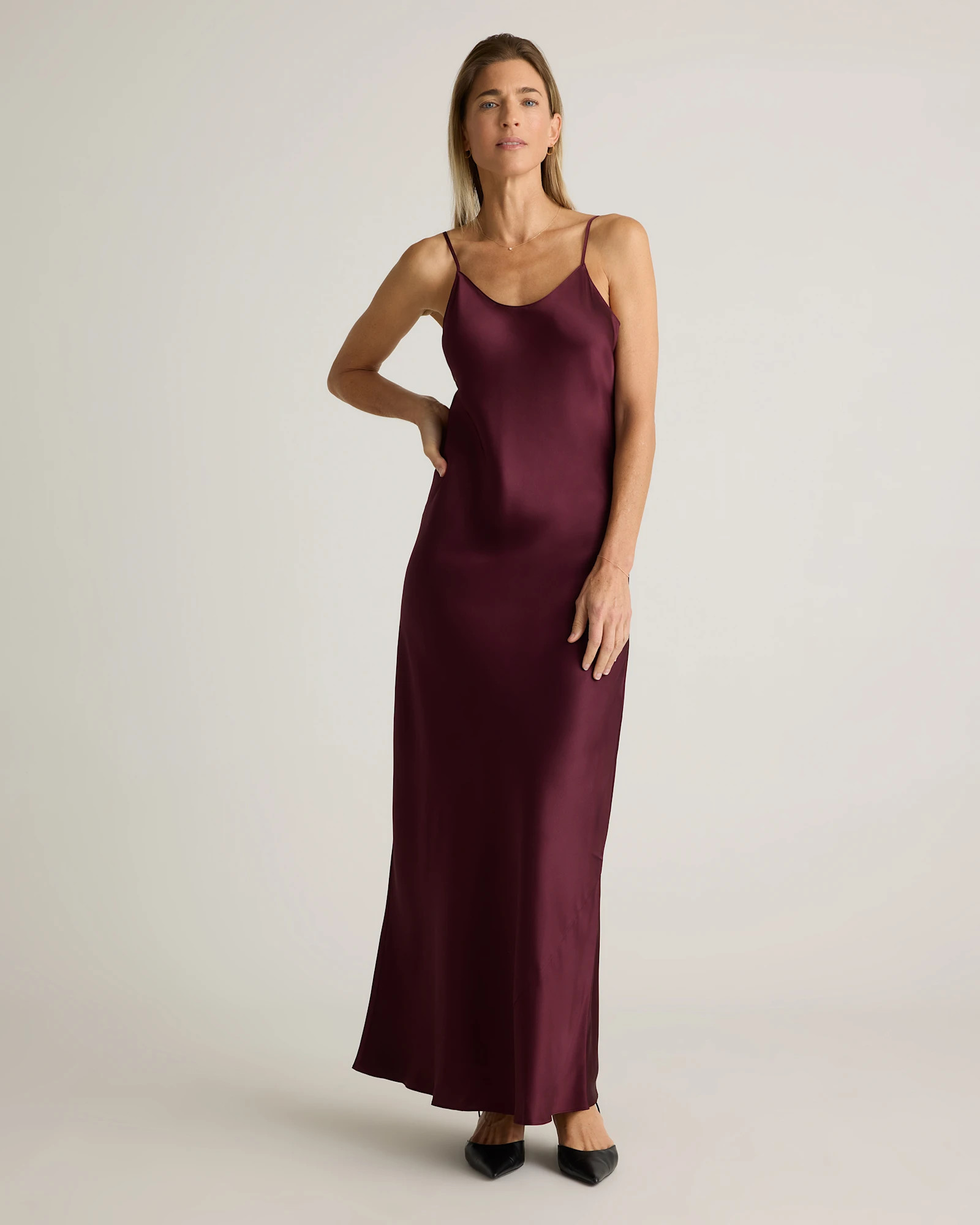 100% Washable Silk Maxi Slip Dress in Wine Tasting Red | Quince