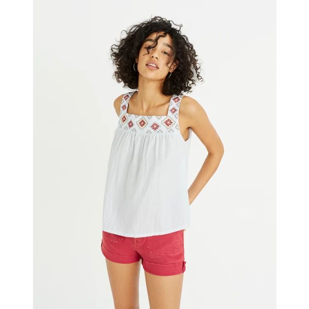 Embroidered Island Tank Top in Stripe | Madewell