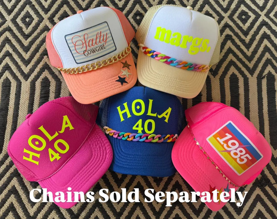 Happystack Shop Summer Trucker Hat, 40th Birthday Trucker Hats, Custom Truckers, Jena and Jessa... | Etsy (US)