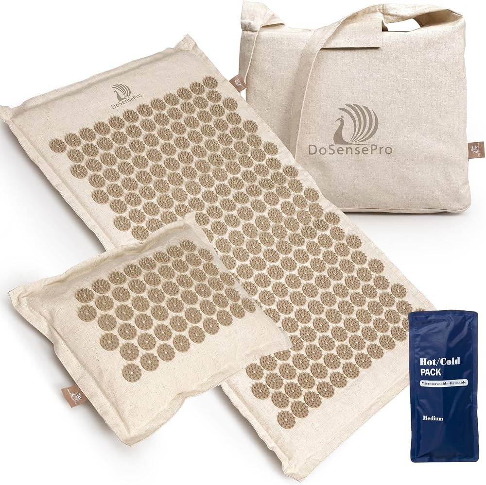 Acupressure Mat & Pillow Set with Hot/Cold Gel Pack for Back and Neck Pain Relief, Sciatica and P... | Amazon (US)