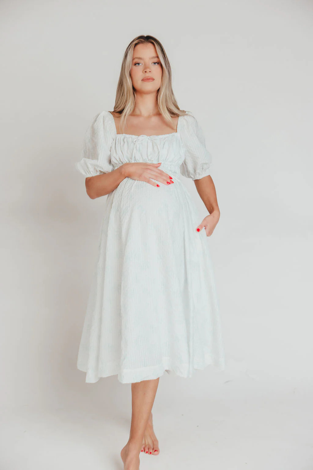 Edda Coastal Midi Dress in Sage - Bump Friendly & Inclusive Sizing (S- | Worth Collective