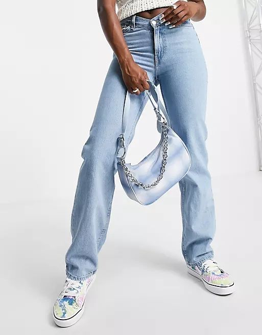 Weekday Chain recycled shoulder bag in blue check | ASOS (Global)
