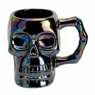 Holiday Home 18 oz Sculptural Black Iridescent Skull Halloween Mug | Kroger