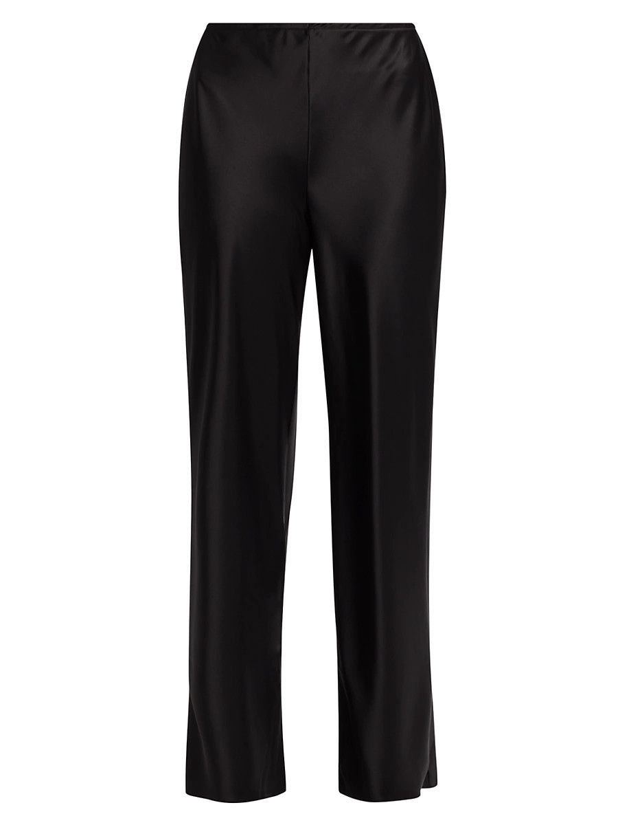 Women's Gale Satin High-Rise Bias Pants - Black - Size XS | Saks Fifth Avenue