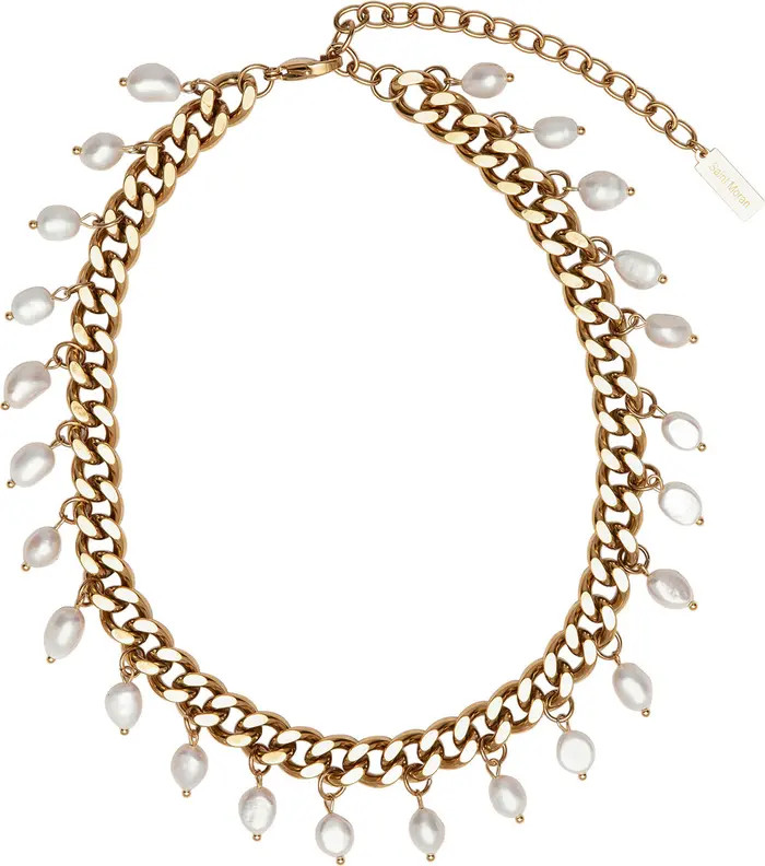 Freshwater Pearl Charm Curb Link Necklace | Nordstrom Rack