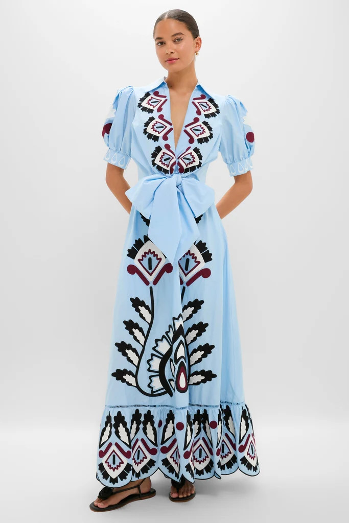 Blue Artisanal Short Sleeve Maxi Dress | Tuckernuck (US)