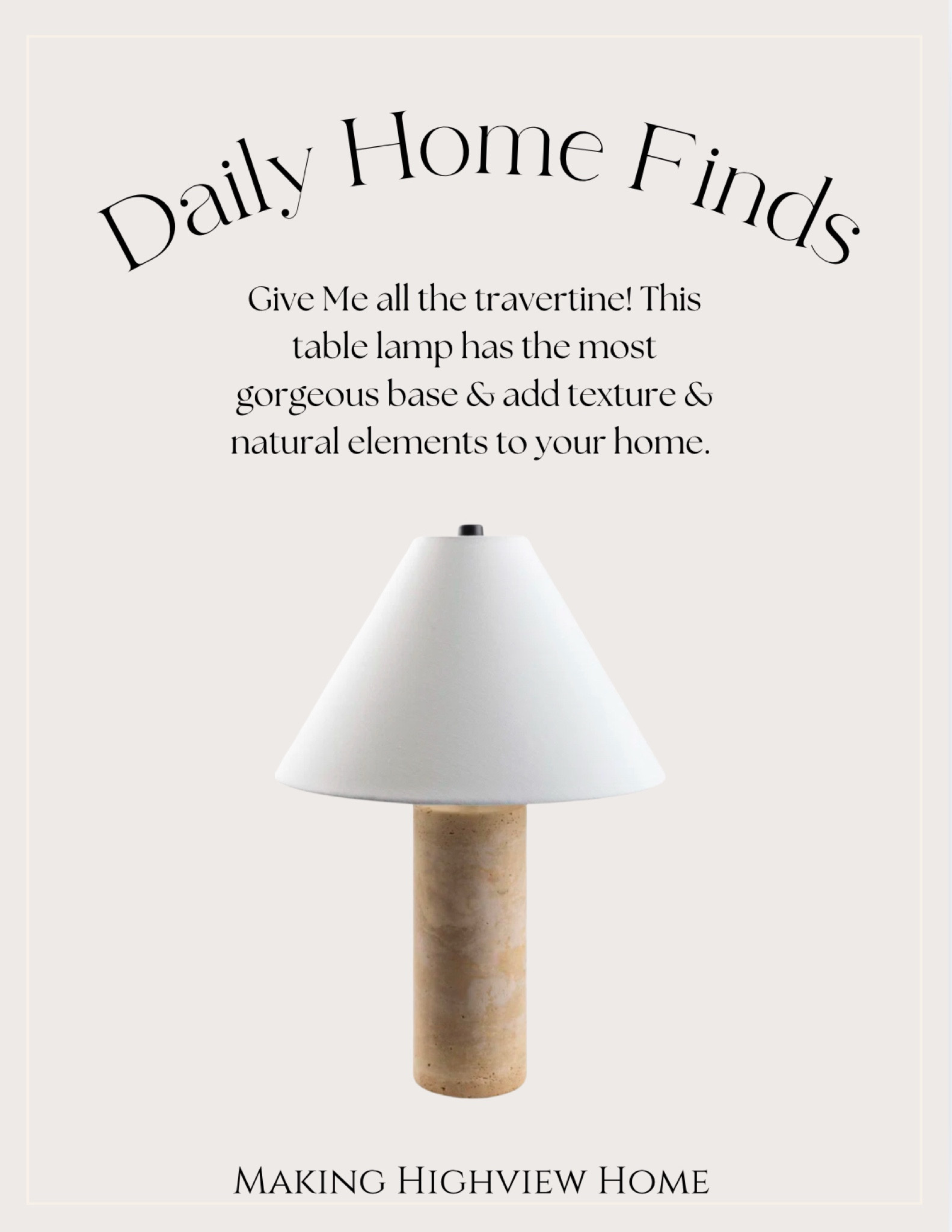 Daily Home Finds. This travertine table lamp add texture and natural elements to any home. 

#LTKStyleTip #LTKHome #LTKSaleAlert