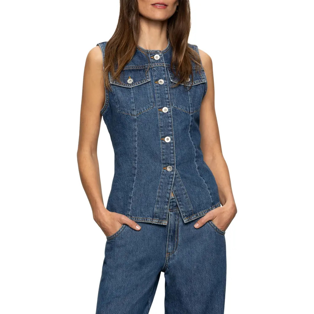 Sanctuary Maritime Denim Vest in Perfect Storm at Nordstrom, Size X-Small | Nordstrom