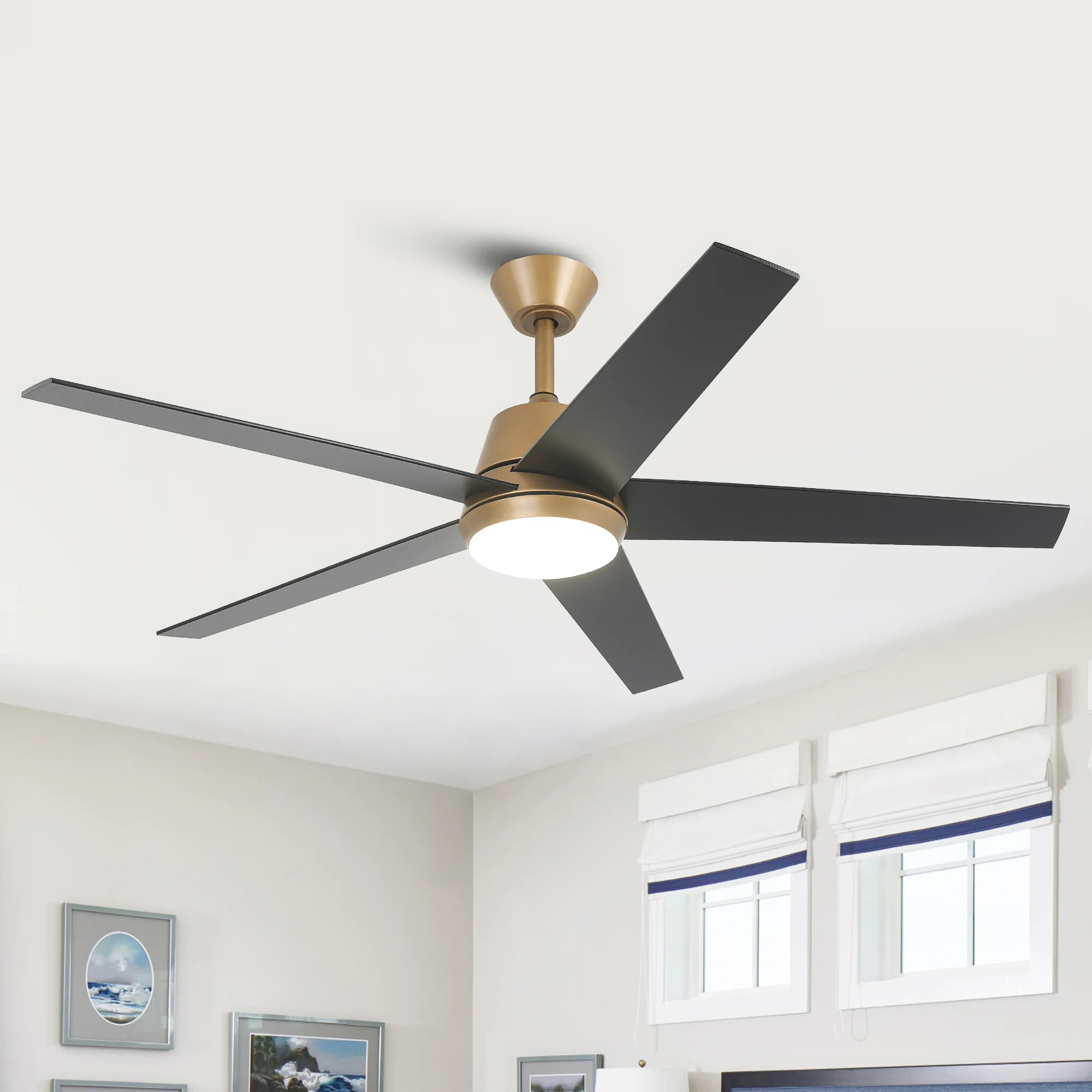Vaczon 52" Smart Dimmable Ceiling Fan with 3CCT LED Lights, APP and Remote Control, 6-Speed Rever... | Wayfair North America