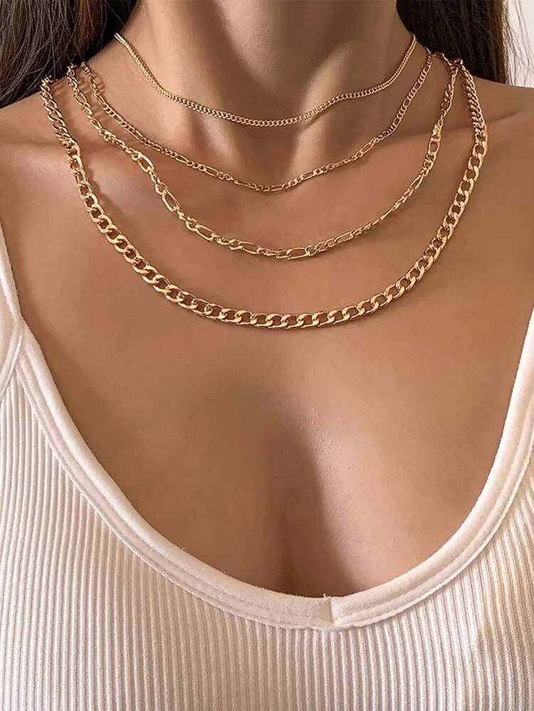 4pcs Minimalist Chain Necklace | SHEIN