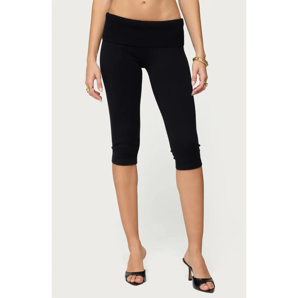 EDIKTED Skyla Knit Capri Pants in Black at Nordstrom, Size Small | Nordstrom