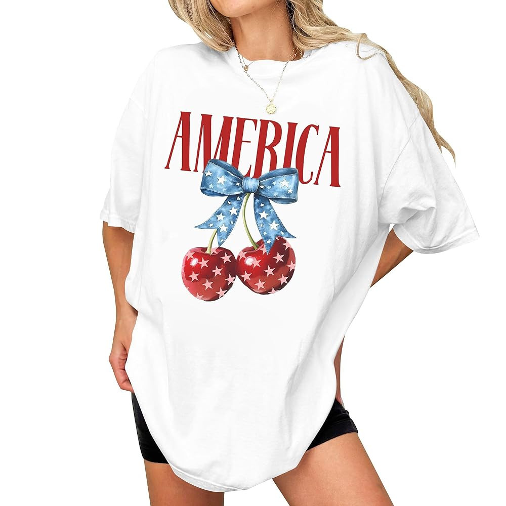 4th of July Shirt for Women – Patriotic Memorial Day Apparel – Girly American Flag Gift for I... | Amazon (US)
