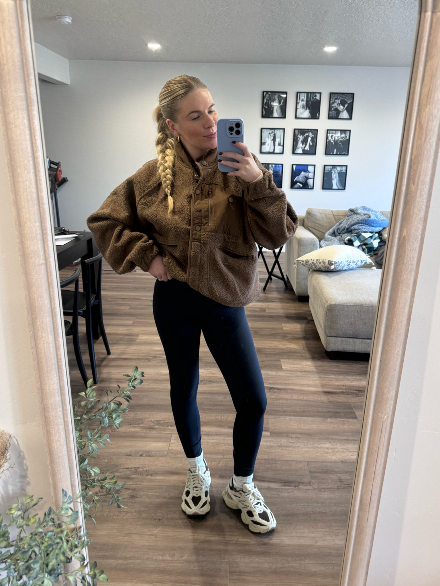 Casual fit from Amazon
Jacket m 
Leggings s 
Top S 
Sports bra L 