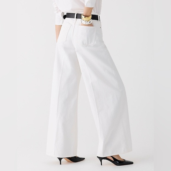 NEW J Crew High Rise Super Wide Leg Jean in White Denim Size 24 $148 Retail | Poshmark