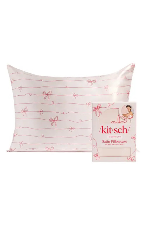 Kitsch Standard Satin Pillowcase in Pink at Nordstrom | Nordstrom