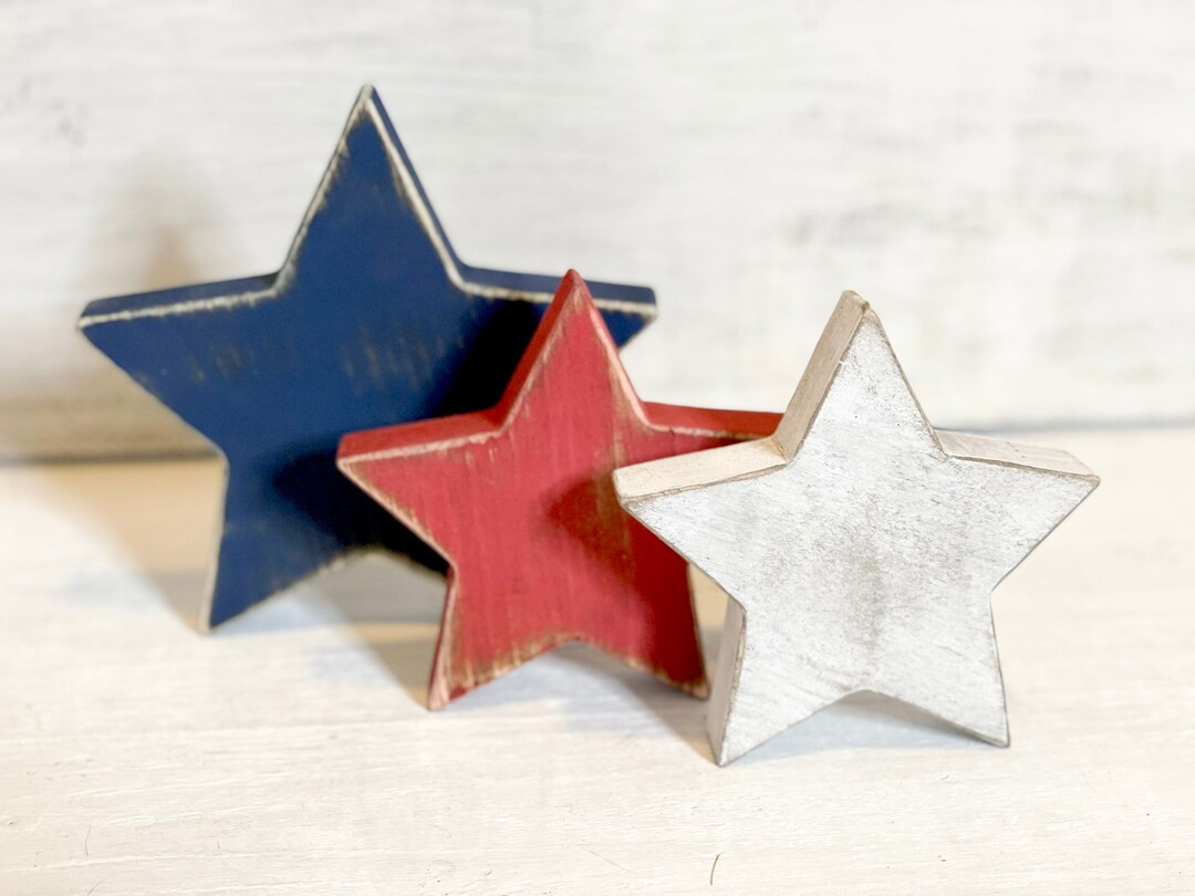 Wood stars, rustic stars, patriotic decor, patriotic theme, patriotic tiered tray, American, wood... | Etsy (US)