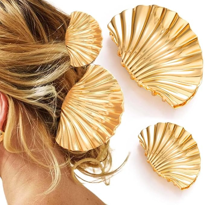 Fashey Seashell Claw Clips Gold Metal Hair Clip Mermaid Hair Claw Clip Hair Accessories for Women... | Amazon (US)